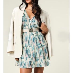 BA&SH Printed Mini Dress Talita in Blue Sz 6 US